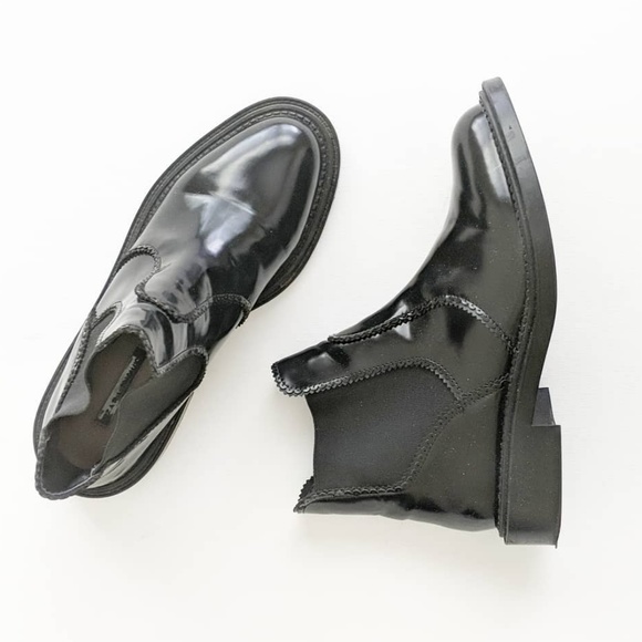 Zara Shoes - Zara Black Leather Ankle Boots w/ Goring